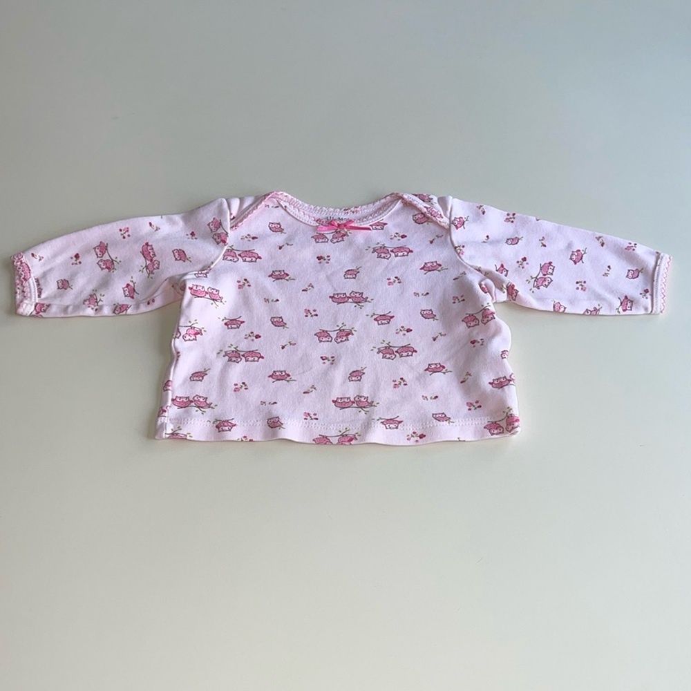 Little Me Pink Owl Print Long Sleeve Top 6 Months